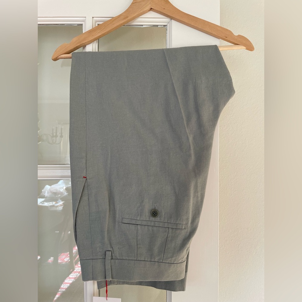 Ines de la Fressange x Uniqlo gray cotton linen ankle pants size 12, NWT.